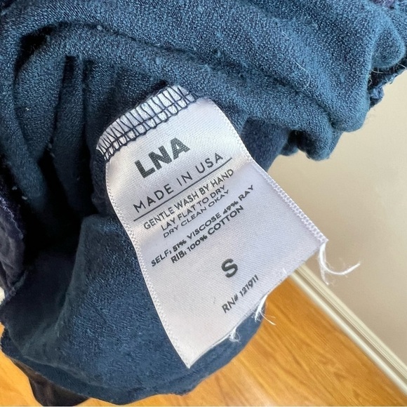 LNA x REVOLVE x SHOPBOP Satin‎ Silky Cargo Jogger Navy Blue, Size S - Picture 6 of 14